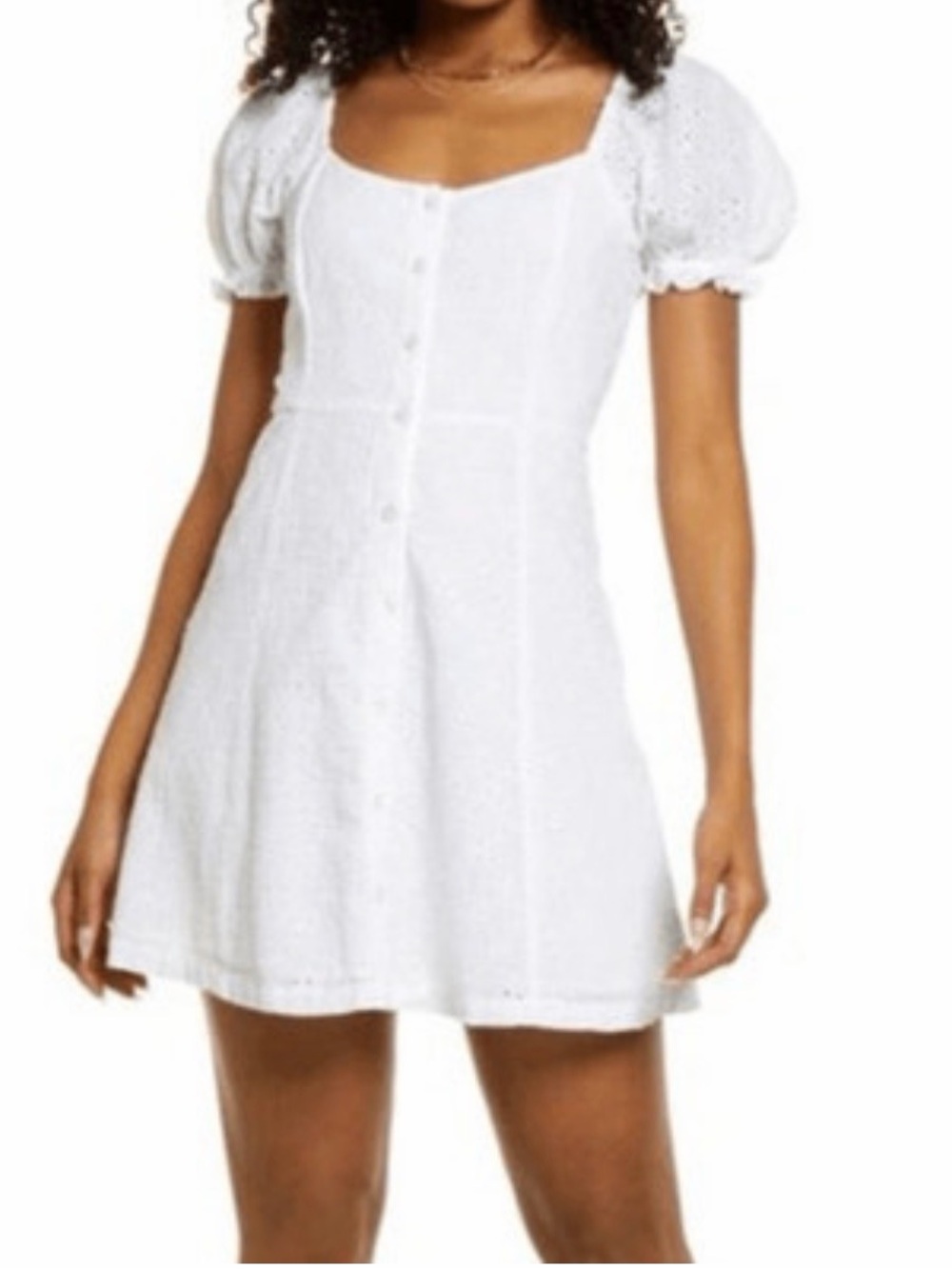 BP 100% Cotton White Eyelet Dress with Smocked Back Size M
